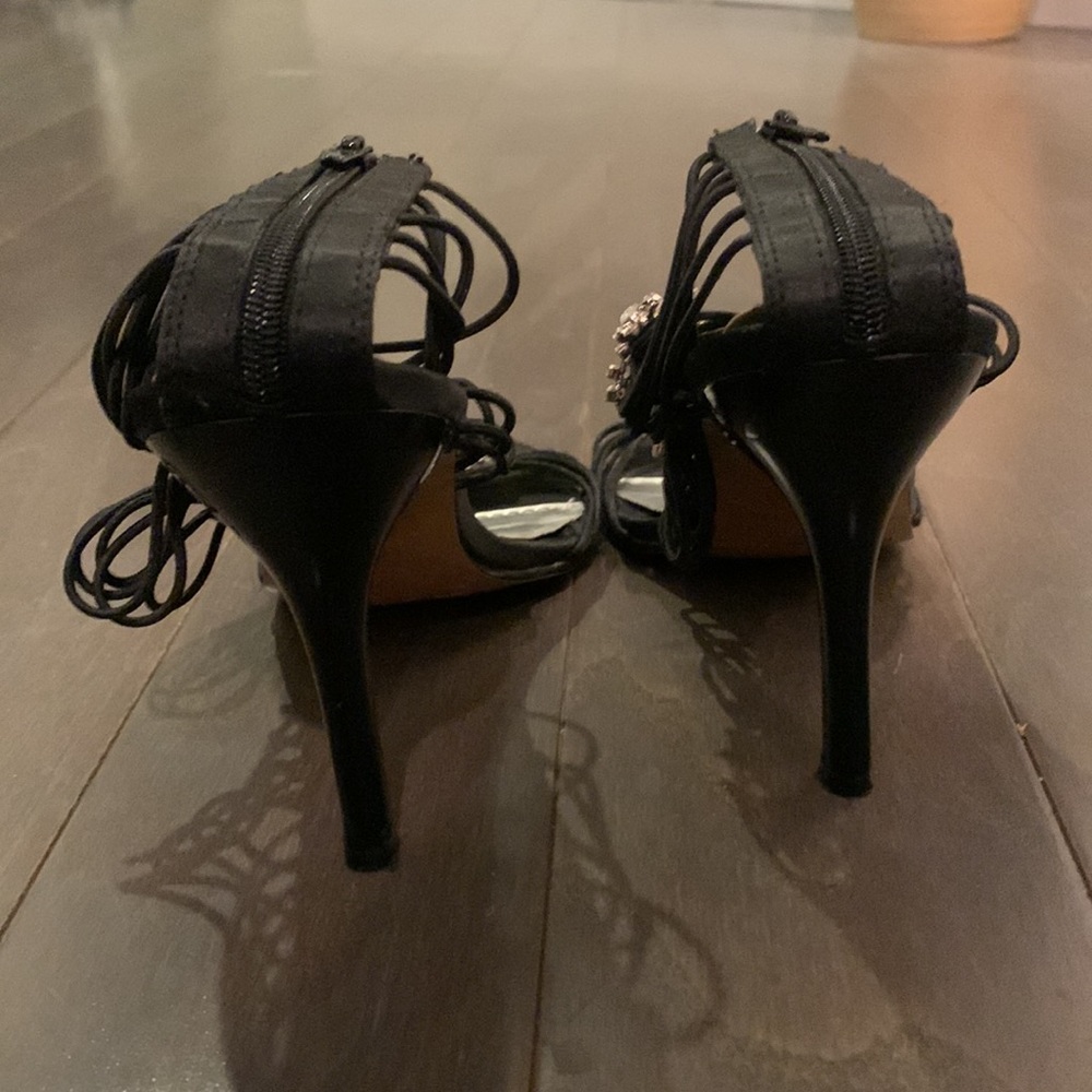 Rhinestone High Heals Black. Size 9. Wild Rose. - Picture 5 of 10